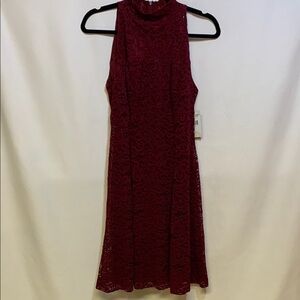 American Living Red Sleeveless Sheath Dress Mock Neck Midi